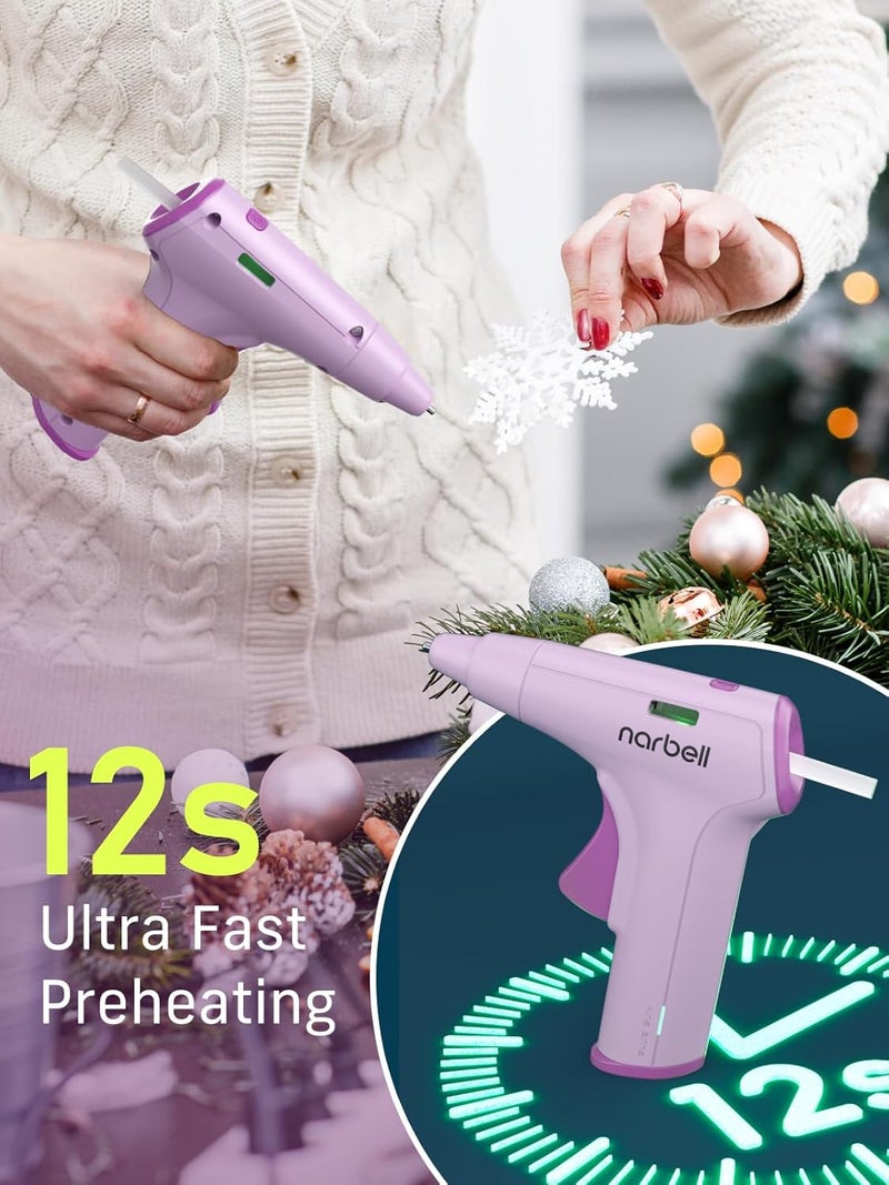 Narbell Cordless Hot Glue Gun Kit with 30 Pcs Sticks,Less Drip Nozzle,12s Preheating,2Ah Battery,Auto Shut-Off - Image 2